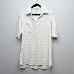 B Women's Large Dots Textured Beach Tunic Shirt Dress Womens Size Small Pullover